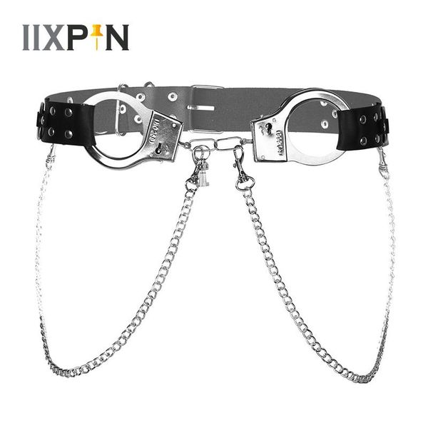 women punk gothic waist belt pu leather adjustable body chest waist harness belt with metal handcuffs and chain tassel clubwear, Black;brown
women punk gothic waist belt pu leather adjustable body chest waist harness belt with metal handcuffs and chain tassel clubwear, Black;brown