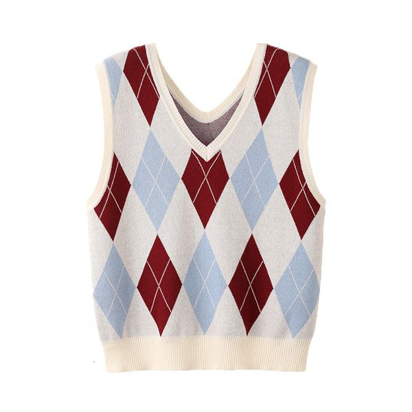 2021 new female knitted autumn/winter geometric pattern feminine fashion temper with low sleeves in v sweater vest 3op1, White;black
2021 new female knitted autumn/winter geometric pattern feminine fashion temper with low sleeves in v sweater vest 3op1, White;black