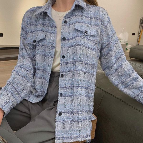 tweed plaid women's jacket loose long sleeve pockets female coats 2021 spring new korean sweet fashion vintage ladies jackets, Black;brown
tweed plaid women's jacket loose long sleeve pockets female coats 2021 spring new korean sweet fashion vintage ladies jackets, Black;brown