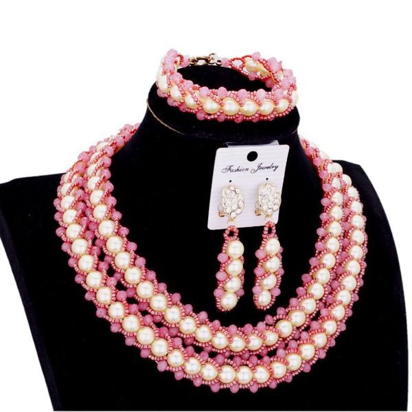 bridal sets jewellery peach white women imitation jewelry set pearls 2 layers bracelet earrings necklace set 2020, Silver
bridal sets jewellery peach white women imitation jewelry set pearls 2 layers bracelet earrings necklace set 2020, Silver