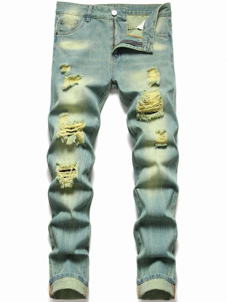 men color block skinny jeans 06rk#, Blue 
men color block skinny jeans 06rk#, Blue