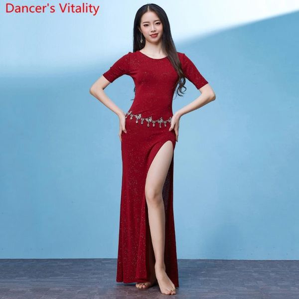 stage wear spring belly oriental dance women beginner practice clothes performance costume 3 colors split dress, Black;red
stage wear spring belly oriental dance women beginner practice clothes performance costume 3 colors split dress, Black;red