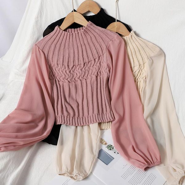 heliar women's blouse lantern chiffon sleeve stretchy knitted blouse fashion pit knitting slim elastic sweater for women1, White
heliar women's blouse lantern chiffon sleeve stretchy knitted blouse fashion pit knitting slim elastic sweater for women1, White