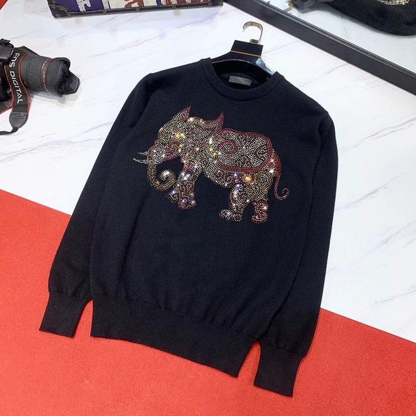 2021 autumn and winter new men's sweater printing diamond elephant knitted pullover casual long-sleeved warm top, White;black
2021 autumn and winter new men's sweater printing diamond elephant knitted pullover casual long-sleeved warm top, White;black