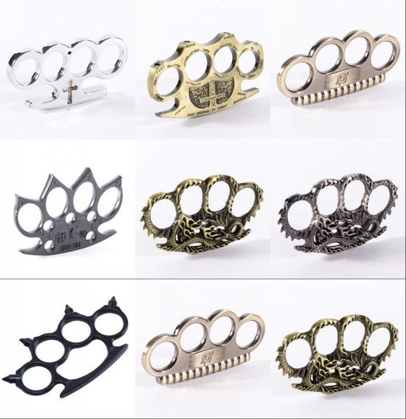 17 Designs Hell Detective Constantine Brass Knuckle Dusters Gold Powerful Damage Safety Equipment Gilded Steel Knuckle Self-defense Fy4367
