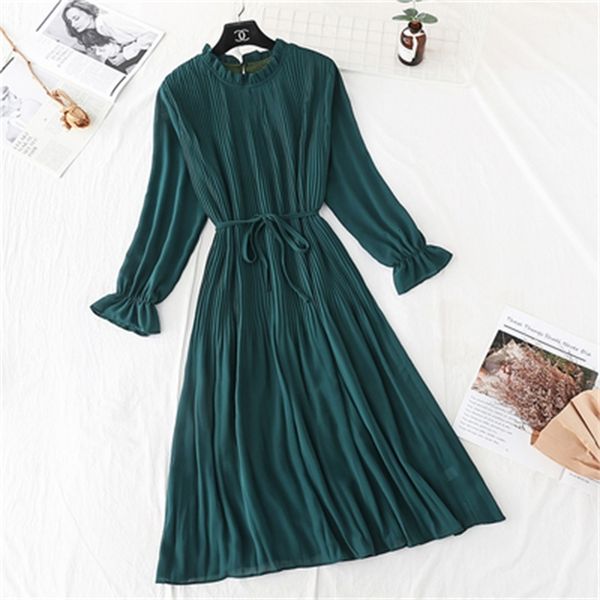 2021 new dress plied chiffon printed feminine, in sleeves enlargement turtleneck lotus leaf newness summer iwe9, Black;gray
2021 new dress plied chiffon printed feminine, in sleeves enlargement turtleneck lotus leaf newness summer iwe9, Black;gray