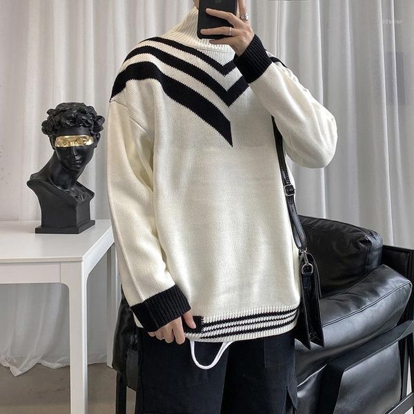 turtle neck color block men's sweater korean style student boy sweaters autumn knitwear man clothing1, White;black
turtle neck color block men's sweater korean style student boy sweaters autumn knitwear man clothing1, White;black