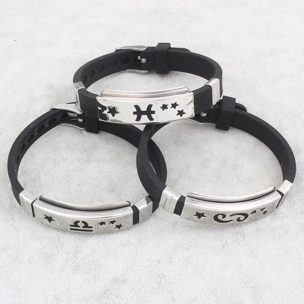 charm bracelets yyw punk women male black rubber silicone jewelry zodiac constellation tag stainless steel wrap bangles1, Golden;silver
charm bracelets yyw punk women male black rubber silicone jewelry zodiac constellation tag stainless steel wrap bangles1, Golden;silver
