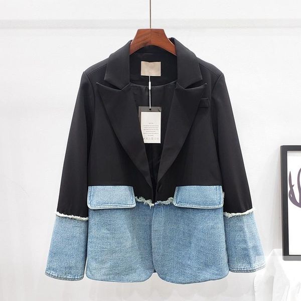 autumn fashion denim splicing blazer coat women korean loose irregular spliced suits blazer jackets chaquetas mujer streetwear, White;black
autumn fashion denim splicing blazer coat women korean loose irregular spliced suits blazer jackets chaquetas mujer streetwear, White;black