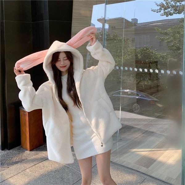 winter women faux fur coat lovely ear loose lapel overcoat thick warm female parkas outwear plush coats, Black
winter women faux fur coat lovely ear loose lapel overcoat thick warm female parkas outwear plush coats, Black