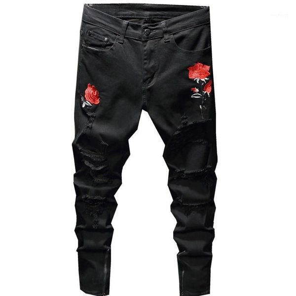 mens rose embroidery ripped jeans destroyed patchwork punk hip hop fashion stretch cotton skinny denim pants dropshipping1, Blue
mens rose embroidery ripped jeans destroyed patchwork punk hip hop fashion stretch cotton skinny denim pants dropshipping1, Blue