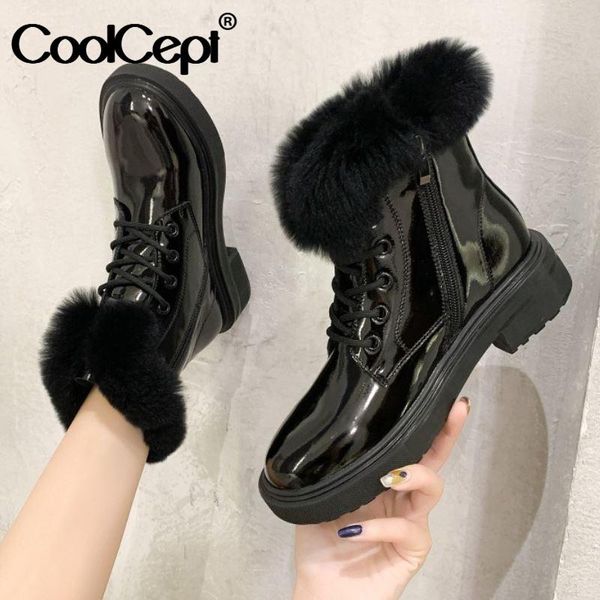 coolcept real leather woman ankle boots warm fur fashion platform winter shoes women cross strap short boot footwear size 35-39, Black
coolcept real leather woman ankle boots warm fur fashion platform winter shoes women cross strap short boot footwear size 35-39, Black