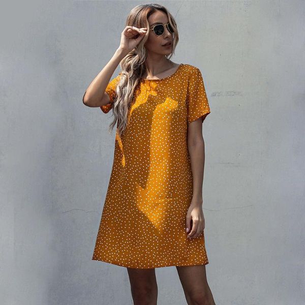 polka-dot short-sleeved round neck mini bohemian style loose casual home commuter ladies dress elegant fashion temperament, Black;gray
polka-dot short-sleeved round neck mini bohemian style loose casual home commuter ladies dress elegant fashion temperament, Black;gray