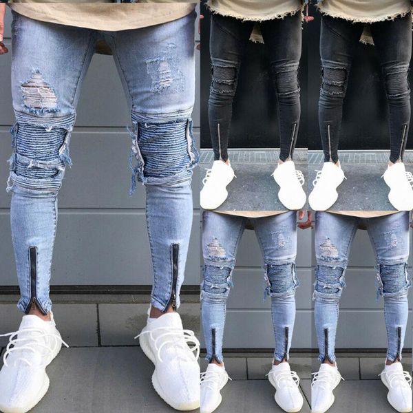 men's skinny slim fit straight ripped destroyed distressed zipper stretch knee patch denim pants jeans men's slim fit jeans, Blue
men's skinny slim fit straight ripped destroyed distressed zipper stretch knee patch denim pants jeans men's slim fit jeans, Blue