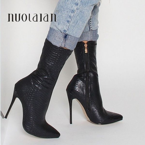 2020 winter fashion women boots pointed toe snake print ankle boots 10. heel high heels shoes woman autumn female socks boots lj201030, Black
2020 winter fashion women boots pointed toe snake print ankle boots 10. heel high heels shoes woman autumn female socks boots lj201030, Black