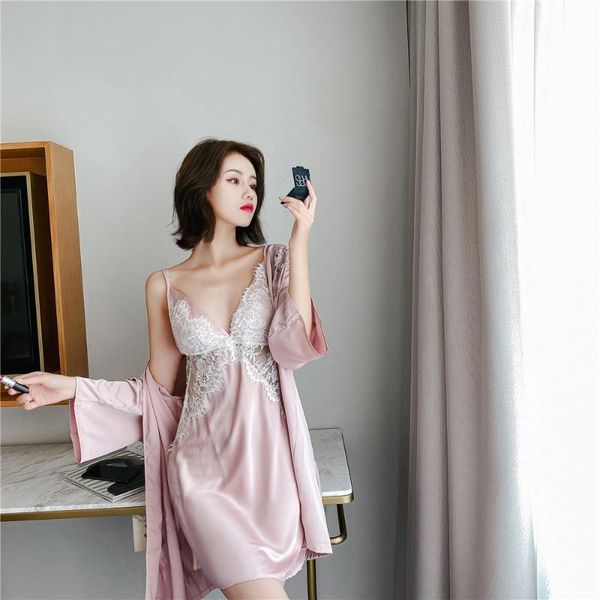 women's sleepwear beautiful back hollow with chest pad imitation silk pajamas suspenders nightdress two-piece nightgown, Black;red
women's sleepwear beautiful back hollow with chest pad imitation silk pajamas suspenders nightdress two-piece nightgown, Black;red