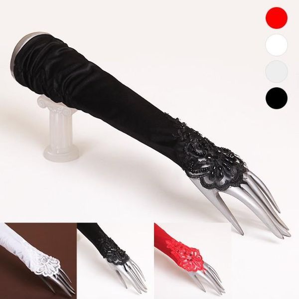 women bridal long gloves fingerless embroidery lace glitter sequins solid color opera length mittens hook finger wedding h qyllcd, White
women bridal long gloves fingerless embroidery lace glitter sequins solid color opera length mittens hook finger wedding h qyllcd, White