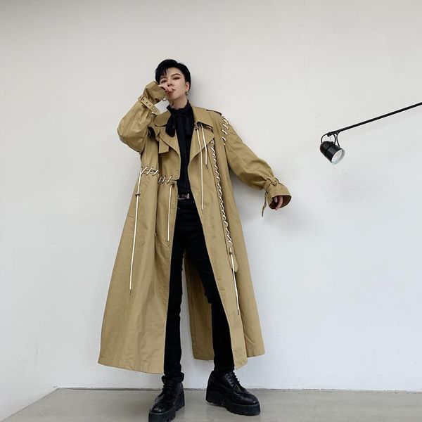 drawstring patchwork design trench coat for mens 2021 spring fashion punk clothing double breasted black windbreakers streetwear, Tan;black
drawstring patchwork design trench coat for mens 2021 spring fashion punk clothing double breasted black windbreakers streetwear, Tan;black