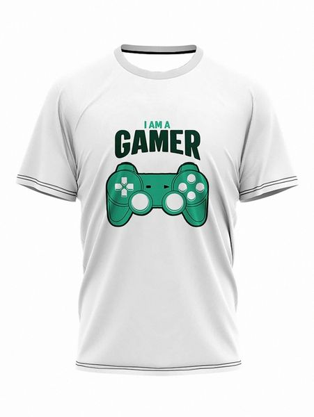 men gamepad & slogan graphic tee e7lj#, White;black
men gamepad & slogan graphic tee e7lj#, White;black