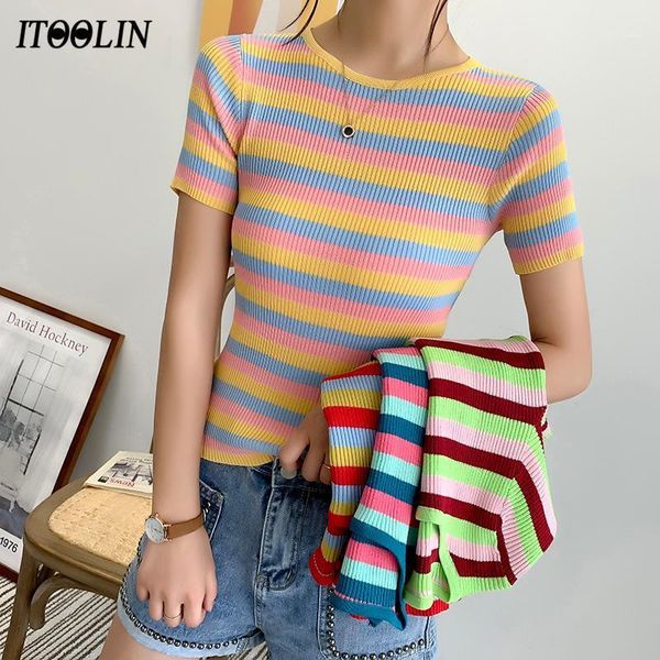 itoolin 2020 new t-shirt women rainbow striped slim fit t-shirt harajuku tees summer short sleeve knitted tshirt female, White
itoolin 2020 new t-shirt women rainbow striped slim fit t-shirt harajuku tees summer short sleeve knitted tshirt female, White