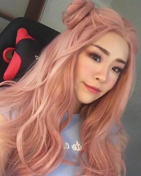the new chemical fiber silk lady middle long curly hair wig party long waves pink, Black
the new chemical fiber silk lady middle long curly hair wig party long waves pink, Black