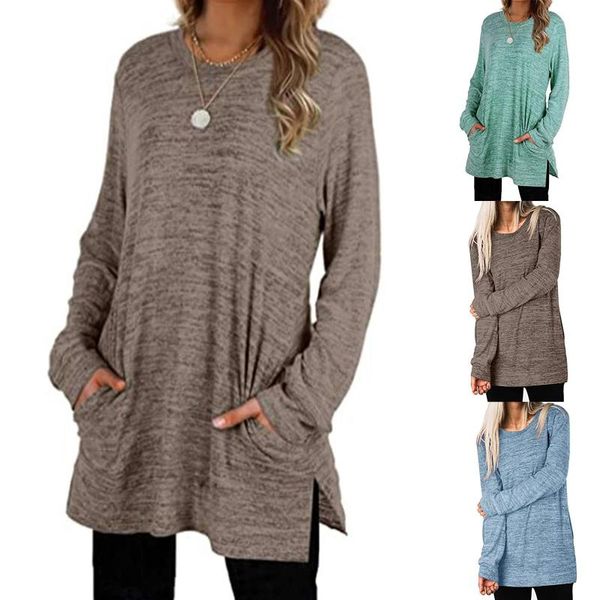 women's blouses & shirts women casual solid color sweatshirt long sleeve blouse pockets split hem tunic, White
women's blouses & shirts women casual solid color sweatshirt long sleeve blouse pockets split hem tunic, White