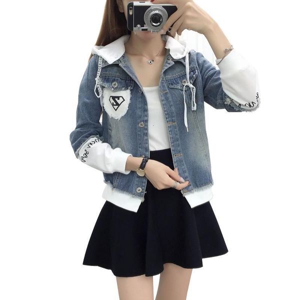 new autumn casual hooded short denim jacket women fashion splicing patch coat plus size pockets loose jackets jeans coat female, Black;brown
new autumn casual hooded short denim jacket women fashion splicing patch coat plus size pockets loose jackets jeans coat female, Black;brown