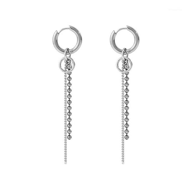 punk titanium steel double ball chain tassel hoop earrings korean jewelry unisex1, Silver
punk titanium steel double ball chain tassel hoop earrings korean jewelry unisex1, Silver