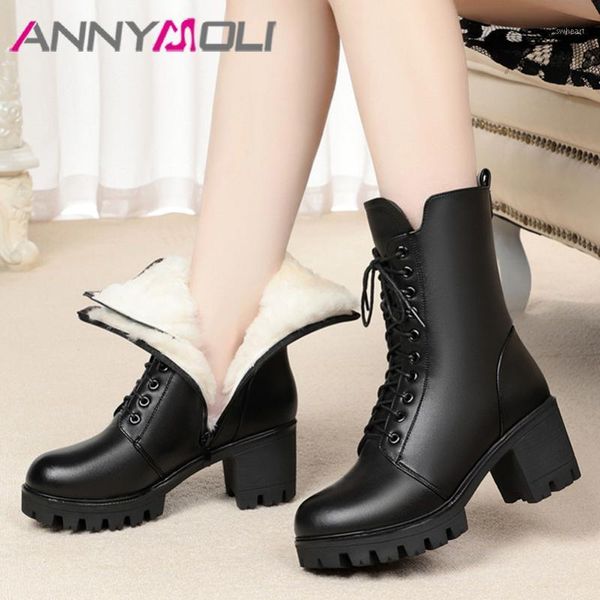 boots annymoli real wool fur genuine leather mid calf women shoes platform block heels lace up zip high heel lady 431, Black
boots annymoli real wool fur genuine leather mid calf women shoes platform block heels lace up zip high heel lady 431, Black