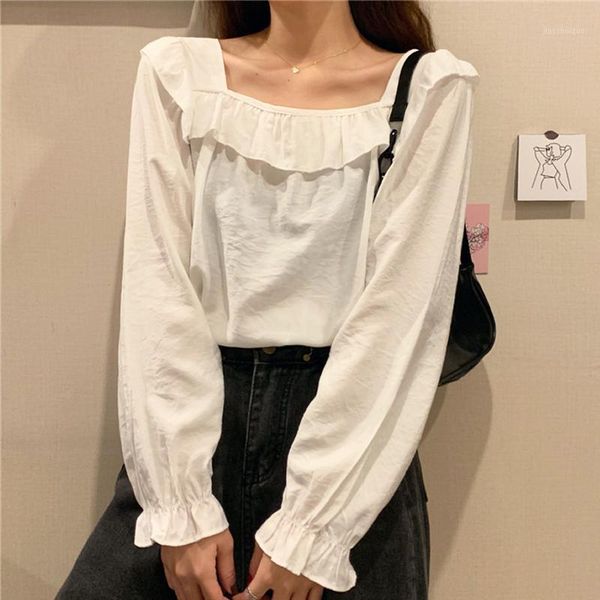 shirts casual blouse office collar lady square long butterfly sleeve ruffles vintage korean 2020 autumn women clothing1, White
shirts casual blouse office collar lady square long butterfly sleeve ruffles vintage korean 2020 autumn women clothing1, White