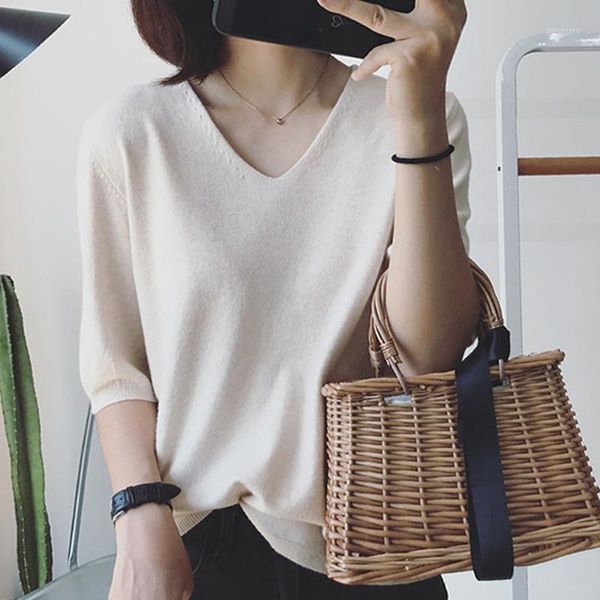 2020 spring summer t-shirt women new short-sleeved loose korean shirt solid color casual female 1, White
2020 spring summer t-shirt women new short-sleeved loose korean shirt solid color casual female 1, White