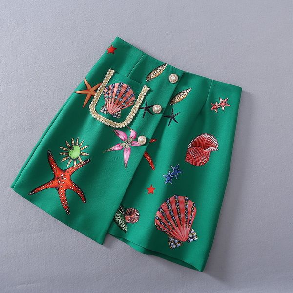 european and american women's clothing 2021 the new spring starfish printed beaded button fashionable green skirt, Black
european and american women's clothing 2021 the new spring starfish printed beaded button fashionable green skirt, Black