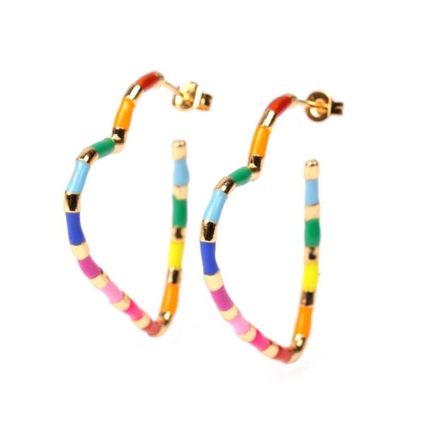 eyika trendy rainbow color heart stud earring colorful enamel circle earrings 18k gold plated cute lady beach jewelry for gift, Golden;silver
eyika trendy rainbow color heart stud earring colorful enamel circle earrings 18k gold plated cute lady beach jewelry for gift, Golden;silver