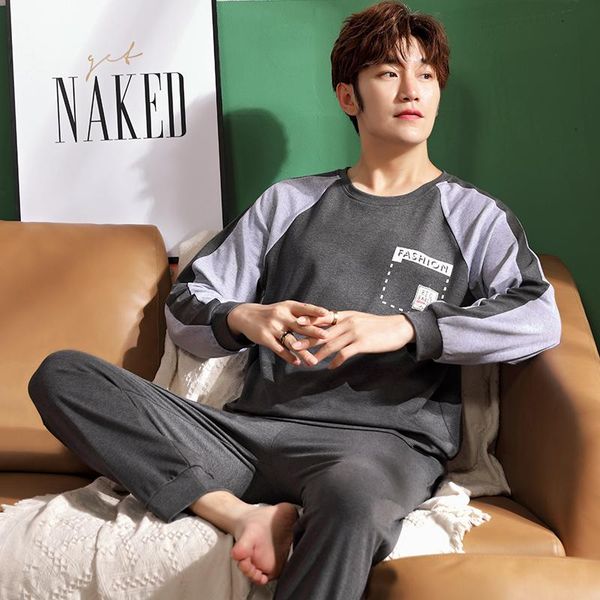 men's sleepwear cotton pajamas spring and autumn long sleeve round collar pullover, all male students can wear it externally, Black;brown
men's sleepwear cotton pajamas spring and autumn long sleeve round collar pullover, all male students can wear it externally, Black;brown