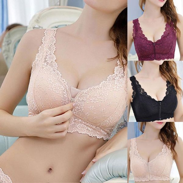female vest front zipper push up bra full cup lace bras for women bralette plus size seamless wireless gather brassiere, Red;black
female vest front zipper push up bra full cup lace bras for women bralette plus size seamless wireless gather brassiere, Red;black