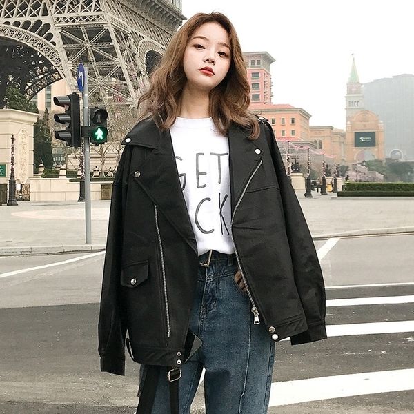 fashion oversized coat women faux leather jacket spring autumn winter loose biker motorcycle jackets female punk streetwear 201029, Black
fashion oversized coat women faux leather jacket spring autumn winter loose biker motorcycle jackets female punk streetwear 201029, Black