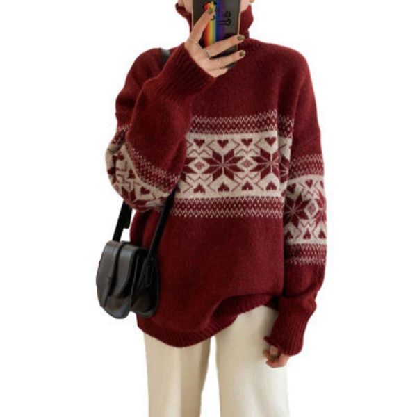 sweater women autumn winter new 2021 korean version loose and warm thick snowflake christmas high collar sweater knitwear en*, White;black
sweater women autumn winter new 2021 korean version loose and warm thick snowflake christmas high collar sweater knitwear en*, White;black