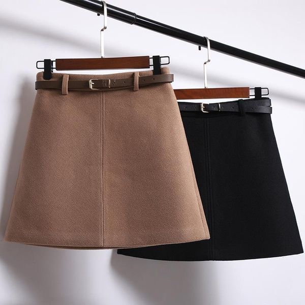 2021 women autumn winter chic woolen skirts female sashes high waist a-line mini skirt lady casual slim vintage short skirts d27, Black
2021 women autumn winter chic woolen skirts female sashes high waist a-line mini skirt lady casual slim vintage short skirts d27, Black