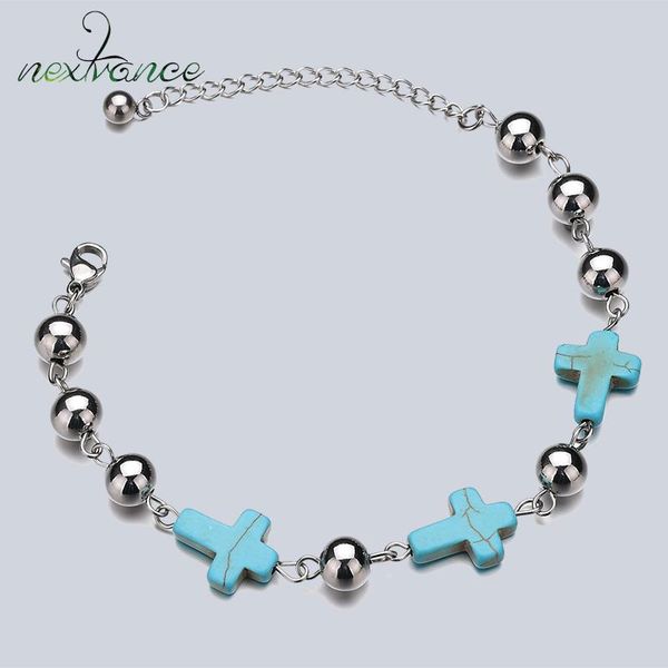 link, chain nextvance green cross turquoises bracelet stainless steel beads bracelets for women men gift religious jewelry, Black
link, chain nextvance green cross turquoises bracelet stainless steel beads bracelets for women men gift religious jewelry, Black