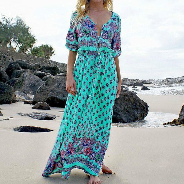 women bohemia v-neck three quarter sleeve floral print ethnic autumn beach boho long dress retro hippie vestidos boho dress1, Black;gray
women bohemia v-neck three quarter sleeve floral print ethnic autumn beach boho long dress retro hippie vestidos boho dress1, Black;gray