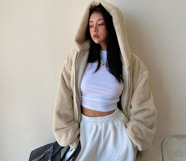 warm winter women faux fur jacket hooded fluffy coat zip up shearling shaggy oversized coat jacket reversible, Black
warm winter women faux fur jacket hooded fluffy coat zip up shearling shaggy oversized coat jacket reversible, Black