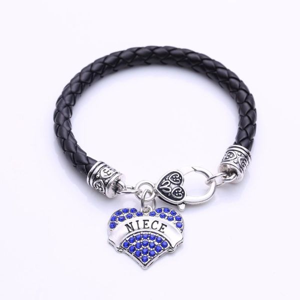 rhodium plated with sparkling crystals niece heart pendant bracelet rope chain, Black
rhodium plated with sparkling crystals niece heart pendant bracelet rope chain, Black