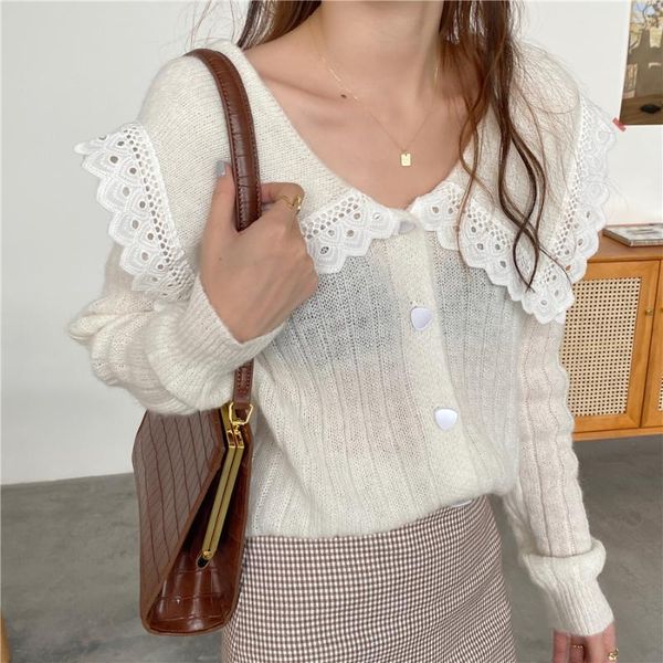 women's knits & tees bornlaies hollow out lapel knitwear cardigan 2021 autumn winter single-breasted knitted sweater coat solid loose, White
women's knits & tees bornlaies hollow out lapel knitwear cardigan 2021 autumn winter single-breasted knitted sweater coat solid loose, White