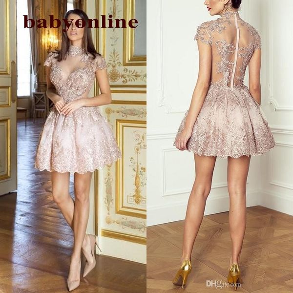 lovely blush pink ball gown short cocktail dresses high neck short sleeves with sequin beading see through middle east homecoming gowns, Blue;pink
lovely blush pink ball gown short cocktail dresses high neck short sleeves with sequin beading see through middle east homecoming gowns, Blue;pink
