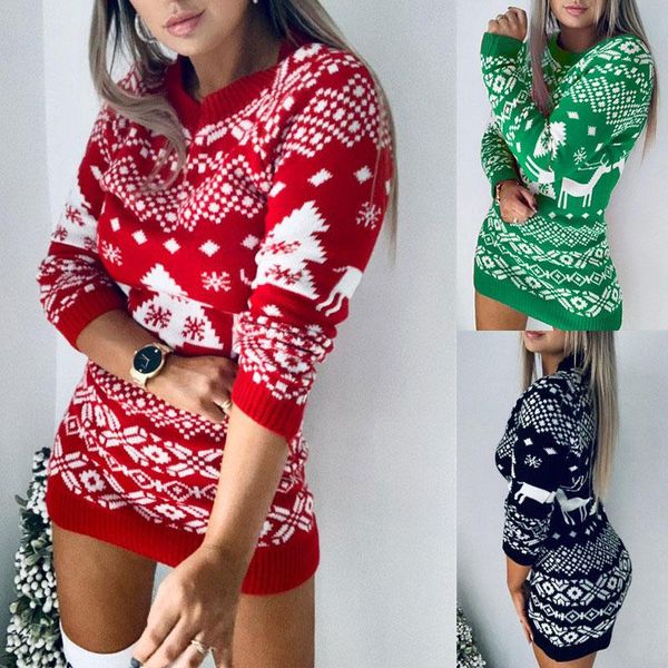 new knitted sweater women european and american all-match christmas dress knitted long sleeve dress, White;black
new knitted sweater women european and american all-match christmas dress knitted long sleeve dress, White;black