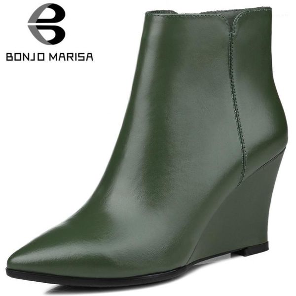 bonjomarisa new office ladies genuine leather ankle boots elegant pointed toe boots women high wedges women shoes1, Black
bonjomarisa new office ladies genuine leather ankle boots elegant pointed toe boots women high wedges women shoes1, Black