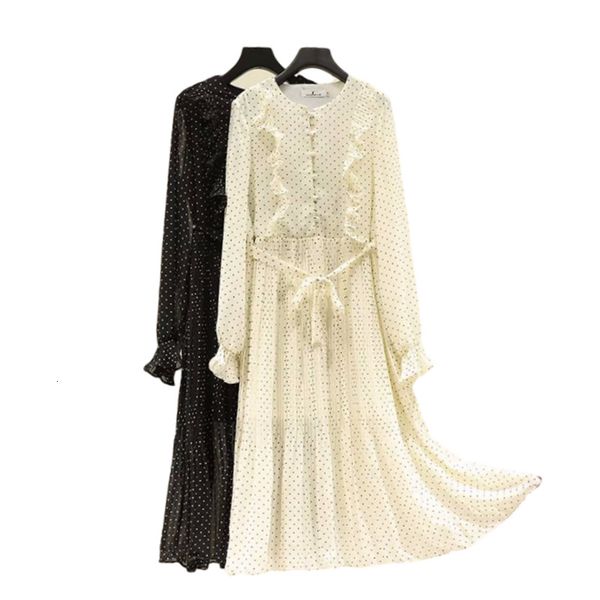 new elegant women chiffon polka dot 2021 fashion ladies o-neck ruffles streetwear female chic button sashes es z4tj, Black;gray
new elegant women chiffon polka dot 2021 fashion ladies o-neck ruffles streetwear female chic button sashes es z4tj, Black;gray