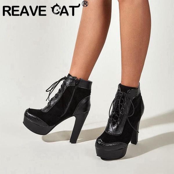 reave cat women ankle boots round toe 12cm square heels zip lace-up patchwork stylish breathable platform size 43 party c2221, Black
reave cat women ankle boots round toe 12cm square heels zip lace-up patchwork stylish breathable platform size 43 party c2221, Black