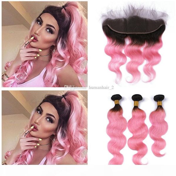 two tone dark roots 1b pink hair bundles with middle three part lace frontal closure 1b pink body wave ombre hair weave, Black;brown
two tone dark roots 1b pink hair bundles with middle three part lace frontal closure 1b pink body wave ombre hair weave, Black;brown
