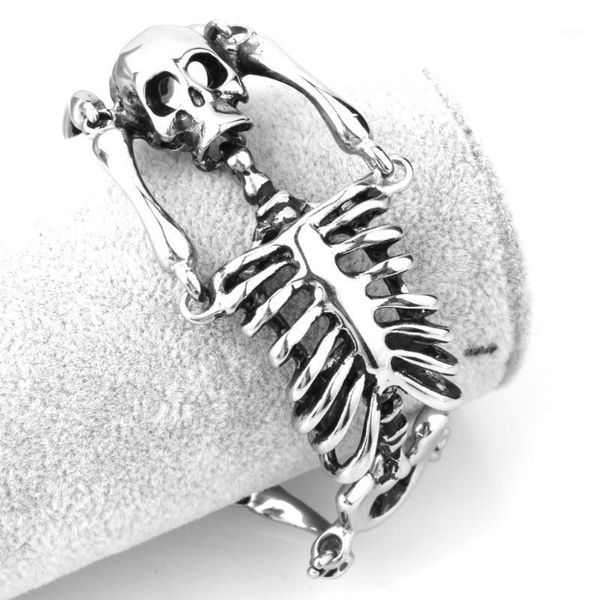 34.8mm new fitness hipper stainless steel polished silver color skeleton skull bracelet men's boy's biker punk wristband jewelry1, White
34.8mm new fitness hipper stainless steel polished silver color skeleton skull bracelet men's boy's biker punk wristband jewelry1, White